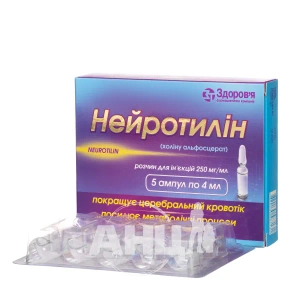 Нейротилін розчин для ін'єкцій 250 мг/мл ампула 4 мл у блістері №5