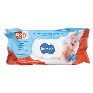 Салфетки влажные для детей с первых дней жизни Bambik с клапаном с овсяным молочком №120