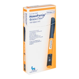 Новорапид Флекспен раствор для инъекций 100 Ед/мл картридж 3 мл вложенный в шприц-ручку №5
