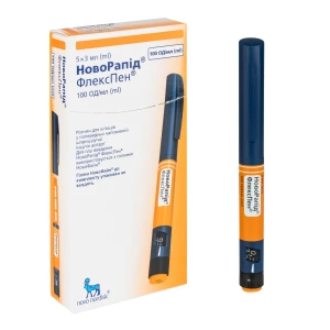 Новорапид Флекспен раствор для инъекций 100 Ед/мл картридж 3 мл вложенный в шприц-ручку №5