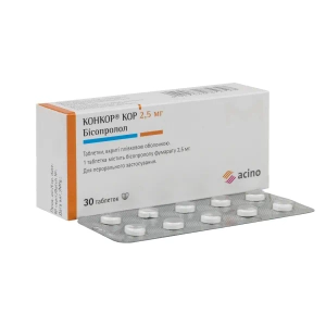 Конкор Кор таблетки покрытые пленочной оболочкой 2,5 мг блистер №30