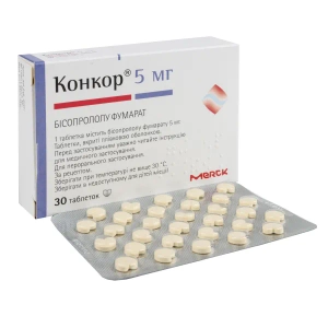 Конкор таблетки вкриті плівковою оболонкою 5 мг №30
