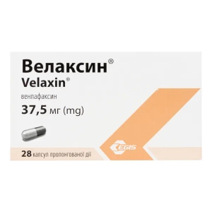 Велаксин капсули подовженої дії 37,5 мг блістер №28