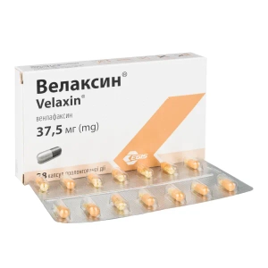 Велаксин капсули подовженої дії 37,5 мг блістер №28