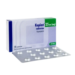 Коріол таблетки 25 мг №28