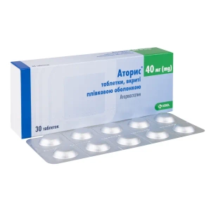 Аторис таблетки вкриті плівковою оболонкою 40 мг №30