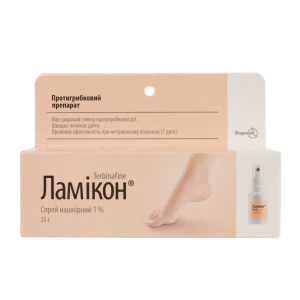 Ламикон спрей накожный 1 % флакон 25 г