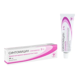 Синтоміцин лінімент для зовнішнього застосування 5 % туба 25 г