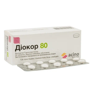 Диокор 80 таблетки покрытые пленочной оболочкой блистер №30