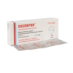 Лоспирин таблетки покрытые оболочкой кишечно-растворимой 75 мг стрип №30