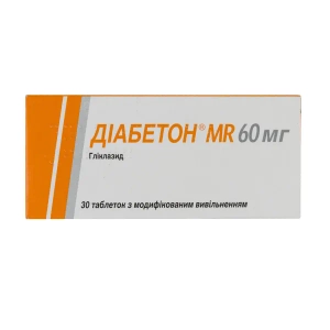 Діабетон MR 60 мг таблетки з модифікованим вивільненням 60 мг блістер №30