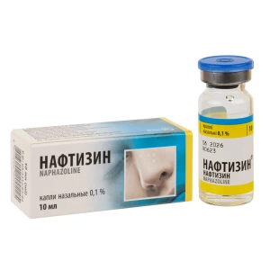 Нафтизин краплі назальні 0,1 % флакон скляний 10 мл