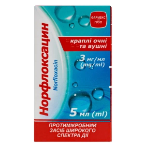 Норфлоксацин капли глазные/ушные 3 мг/мл флакон 5 мл