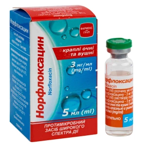 Норфлоксацин капли глазные/ушные 3 мг/мл флакон 5 мл