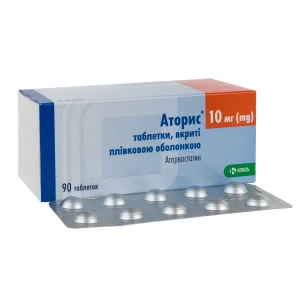 Аторис таблетки вкриті плівковою оболонкою 10 мг №90