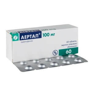 Аертал таблетки вкриті плівковою оболонкою 100 мг блістер №60