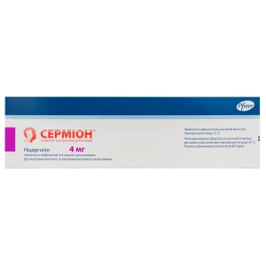 Сермион порошок лиофилизированный для проготовления раствора для инъекций 4 мг флакон с растворителем в ампулах 4 мл №4