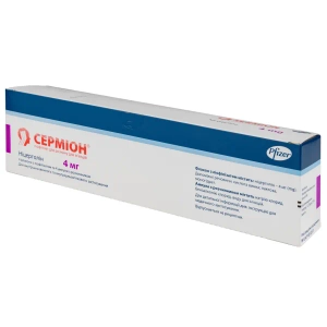 Сермион порошок лиофилизированный для проготовления раствора для инъекций 4 мг флакон с растворителем в ампулах 4 мл №4