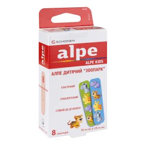 Пластырь медицинский Alpe детский зоопарк 76х19 мм №8
