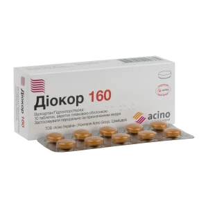 Диокор 160 таблетки покрытые пленочной оболочкой блистер №10