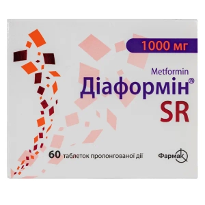 Діаформін SR таблетки пролонгованої дії 1000 мг блістер №60