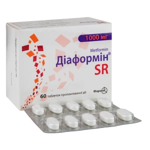 Діаформін SR таблетки пролонгованої дії 1000 мг блістер №60