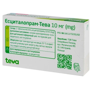Есциталопрам-Тева таблетки вкриті плівковою оболонкою 10 мг блістер №28