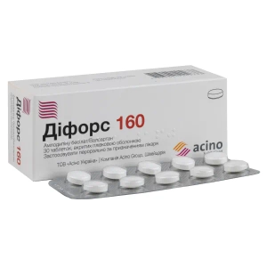 Дифорс 160 таблетки покрытые пленочной оболочкой 5 мг + 160 мг блистер №30