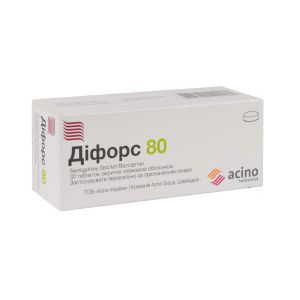 Діфорс 80 таблетки вкриті плівковою оболонкою 5 мг + 80 мг блістер №30