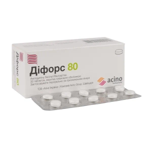 Дифорс 80 таблетки покрытые пленочной оболочкой 5 мг + 80 мг блистер №30