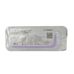 Викрил W9451 фиолетовый №1 длина 90 см игла колющая 48 мм окружность 1/2