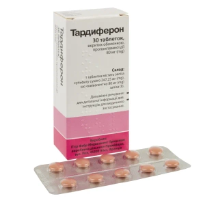 Тардиферон таблетки пролонгированного действия покрытые оболочкой 80 мг №30