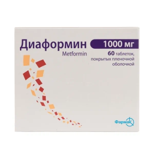 Діаформін таблетки вкриті плівковою оболонкою 1000 мг блістер №60