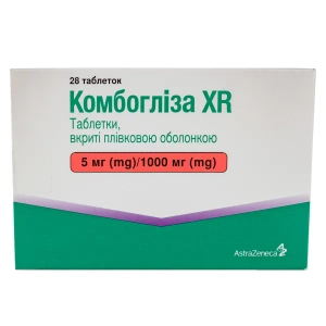 Комбогліза XR таблетки вкриті плівковою оболонкою 5 мг + 1000 мг блістер №28