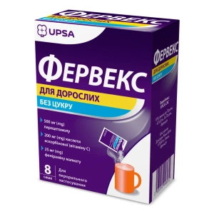 Фервекс для дорослих без цукру порошок для орального розчину саше №8
