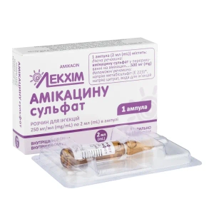 Амикацина сульфат раствор для инъекций 250 мг/мл ампула 2 мл №1