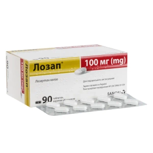 Лозап таблетки покрытые оболочкой 100 мг блистер №90