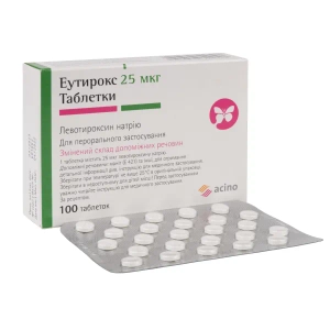 Эутирокс таблетки 25 мкг блистер №100