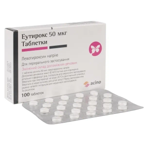 Еутирокс таблетки 50 мкг блістер №100