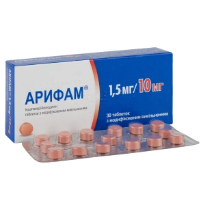 Арифам 1,5 мг/10 мг таблетки з модифікованим вивільненням 1,5 мг + 10 мг блістер №30