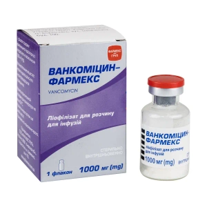 Ванкомицин-Фармекс лиофилизированный порошок для раствора для инфузий 1000 мг флакон №1