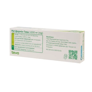 Метформин-Тева таблетки покрытые оболочкой 1000 мг блистер №30