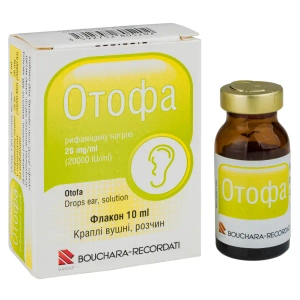Отофа краплі вушні розчин 20000 МО/мл флакон 10 мл
