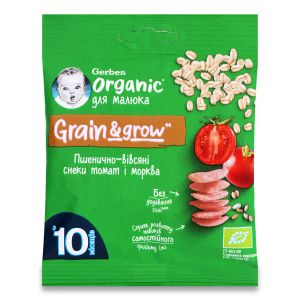 Пшенично-овсяные снеки Gerber Organic Томат и Морковь с 10 месяцев 7 г