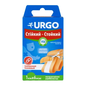Пластырь медицинский Urgo прочный с антисептиком 6 см х 1 м лента