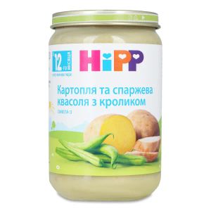 Пюре HiPP кролик з картоплею та спаржевою квасолею 220 г