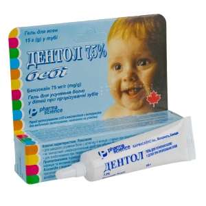 Дентол 7,5% гель для ясен 75 мг/г туба 15 г