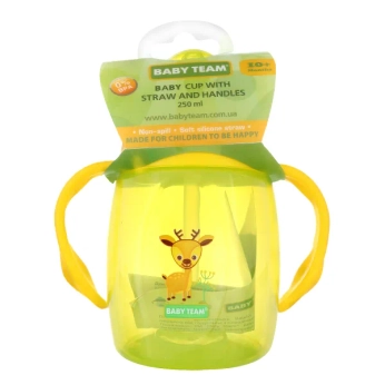 Поильник-непроливайка Baby Team с трубочкой и ручками 250 мл 5003
