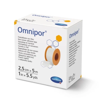 Пластир фіксуючий гіпоалергенний з нетканого матеріалу Omnipor 2,5 см х 5 м котушка №1