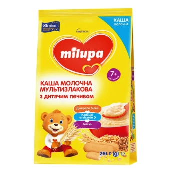 Каша молочна суха Milupa мультизлакова з дитячим печивом для дітей від 7 місяців 210 г
